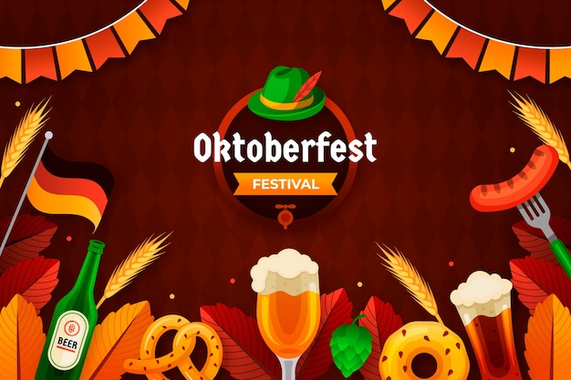 Free vector gradient background for oktoberfest beer festival celebration