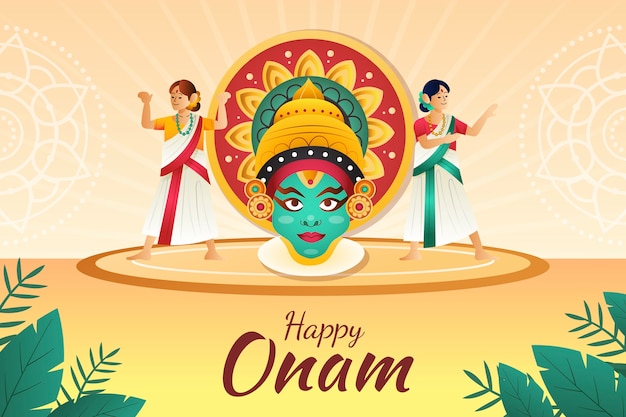 Free vector gradient background for onam celebration