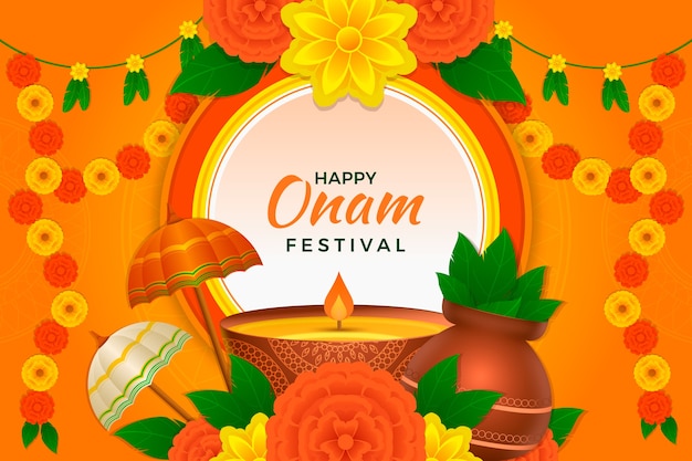 Free vector gradient background for onam festival celebration