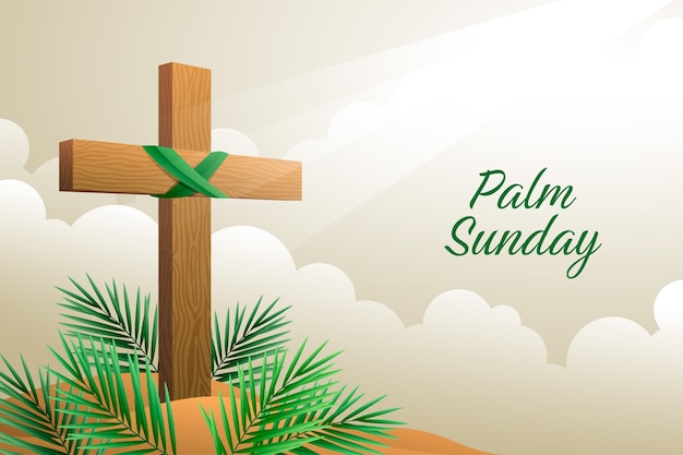 Vettore gratuito sfondio gradiente per palm sunday.