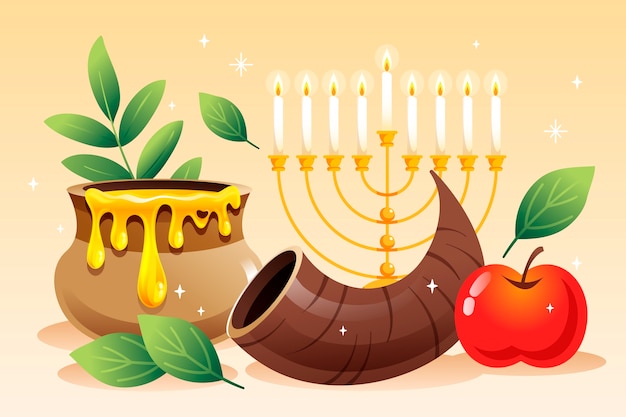 Free vector gradient background for rosh hashanah jewish new year celebration