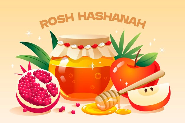 Градиентный фон для празднования еврейского нового года рош ха-шана