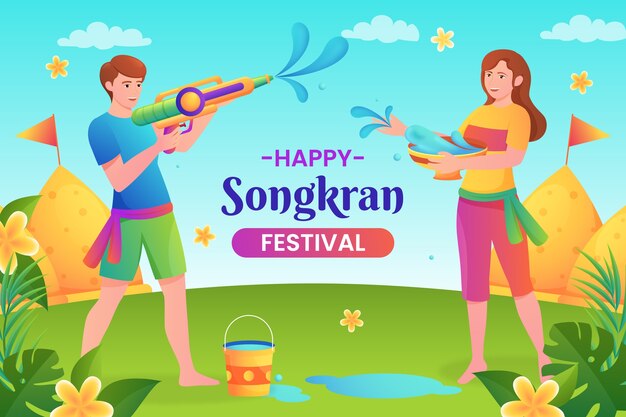 Free vector gradient background for songkran water festival celebration