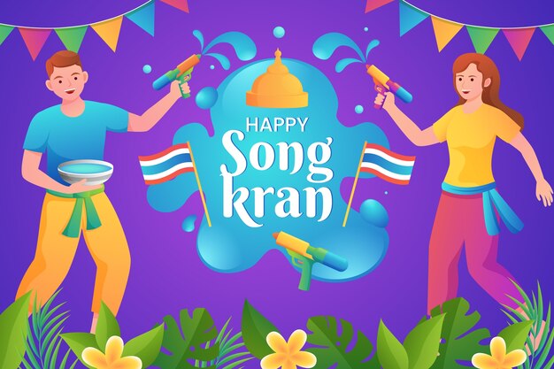 Gradient background for songkran water festival celebration