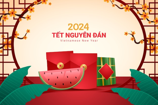 Gradient background for tet new year celebration