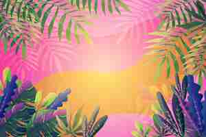 Free vector gradient background and tropical leaves