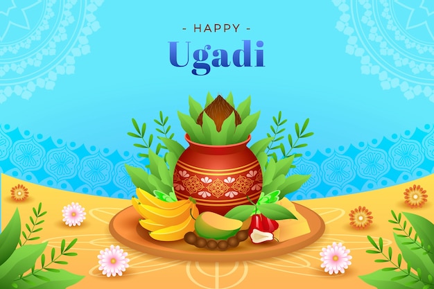 Free vector gradient background for ugadi festival