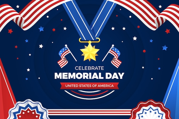 Free Vector gradient background for usa memorial day celebration