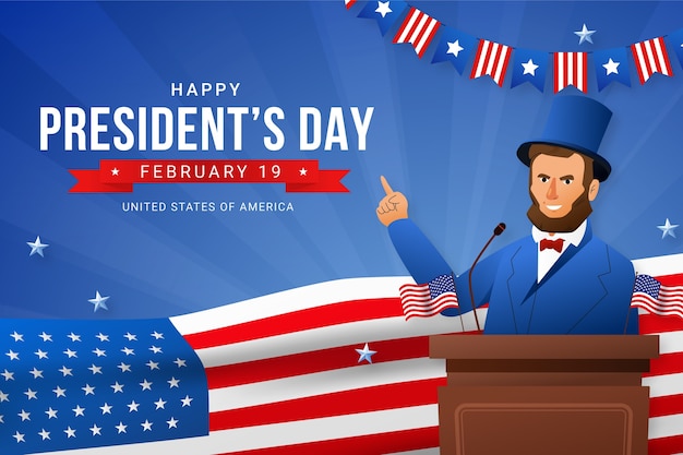 Free vector gradient background for usa presidents day