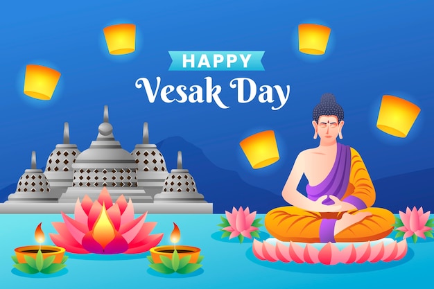 Vesak 날 축제 축하 그라데이션 배경