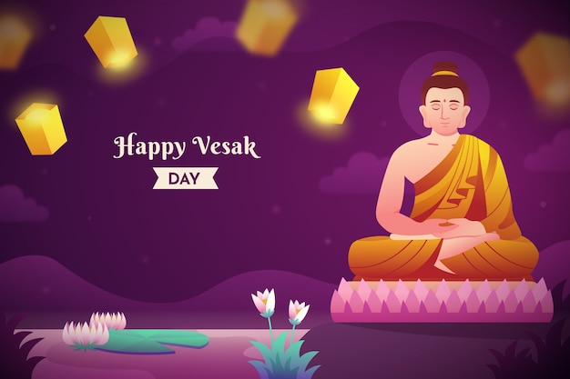 Free vector gradient background for vesak day festival celebration