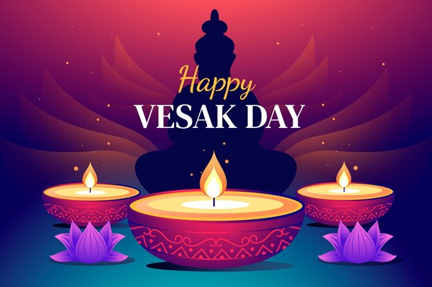 Free vector gradient background for vesak festival celebration