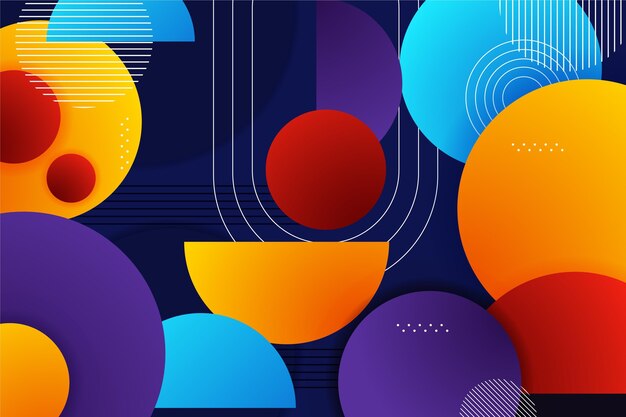 Gradient background with different colorful shapes