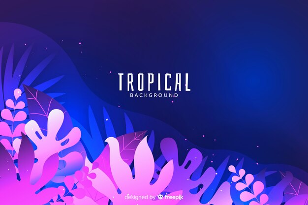 Gradient background with tropical leaves