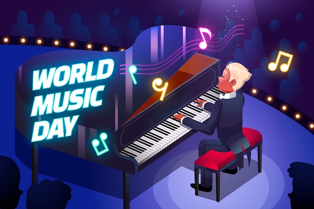 Free vector gradient background for world music day celebration