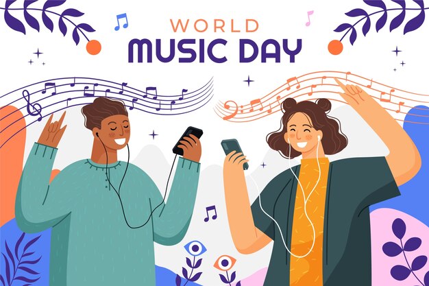 세계 음악의 날 축하를 위한 그라데이션 배경