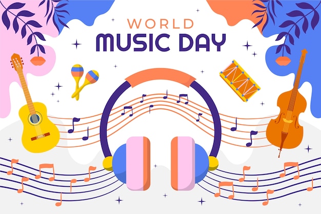 Vettore gratuito sfondo sfumato per la celebrazione della giornata mondiale della musica