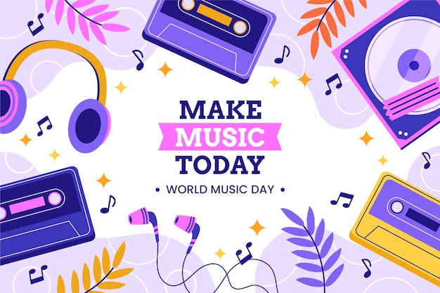 Free vector gradient background for world music day celebration