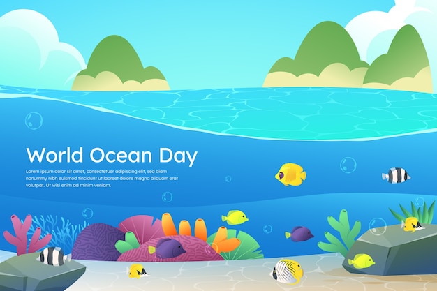 Free vector gradient background for world oceans day celebration