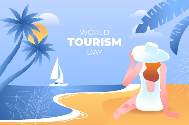 世界観光の日のお祝いのグラデーションの背景