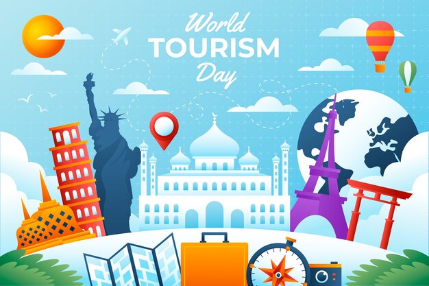 Gradient background for world tourism day celebration