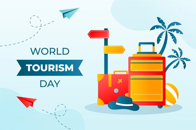 世界観光の日のお祝いのグラデーションの背景