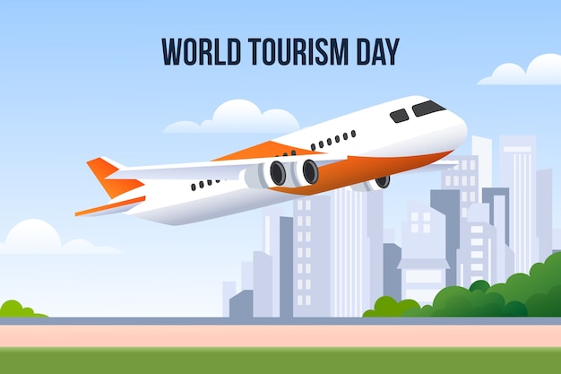 Градиентный фон для празднования всемирного дня туризма