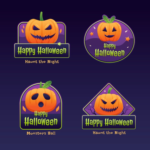 Free vector gradient badges collection for halloween season celebration