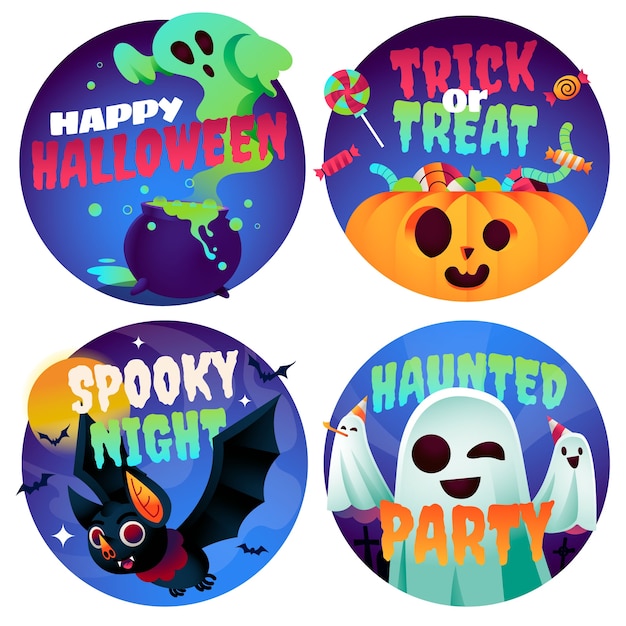 Free vector gradient badges collection for halloween season