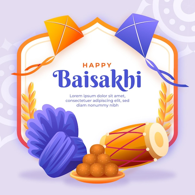 Vettore gratuito illustrazione gradiente baisakhi