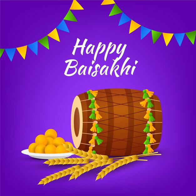 Gradient baisakhi illustration