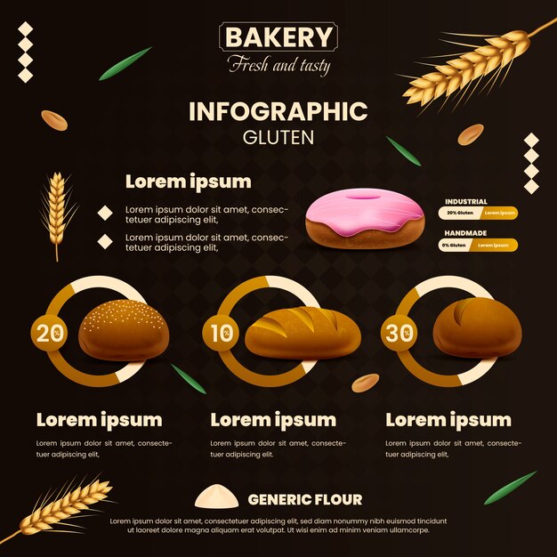 葉とグラデーションベーカリーのインフォグラフィック
