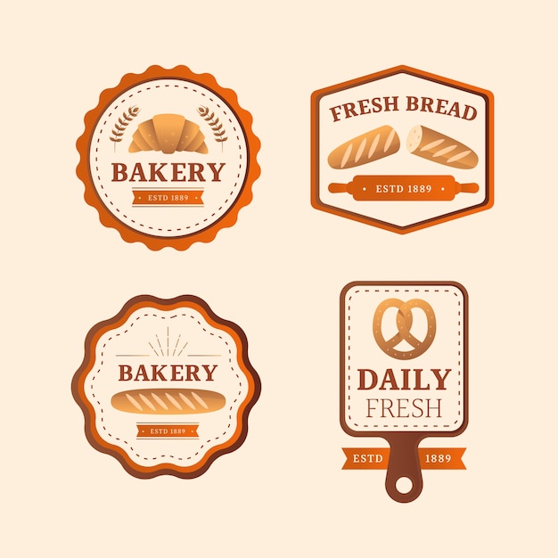 Gradient bakery shop labels template