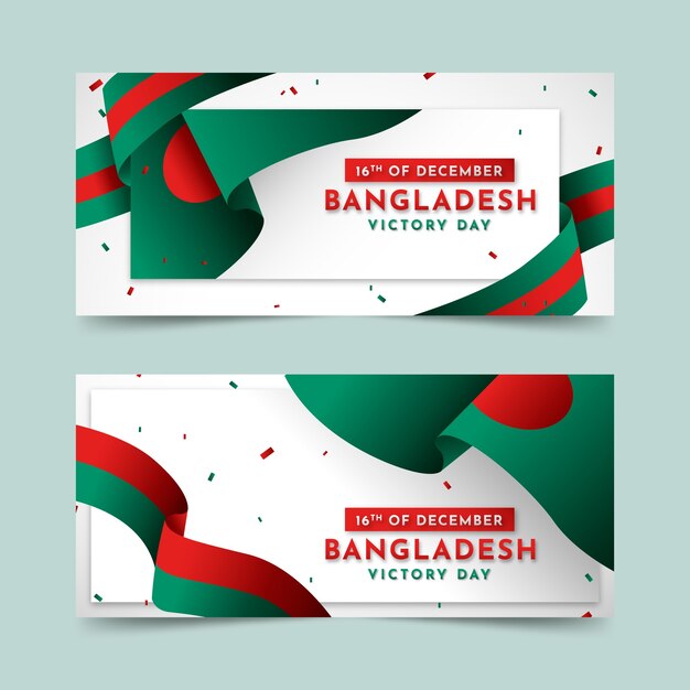 Gradient bangladesh victory day horizontal banners set