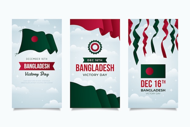 Gradient bangladesh victory day social media stories collection