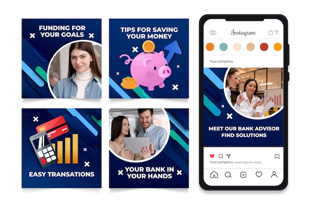 Gradient bank concept instagram post