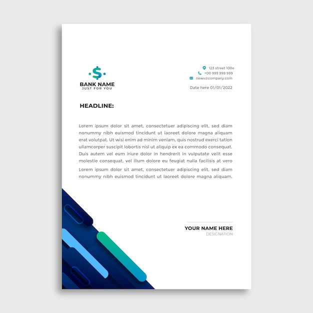 Free vector gradient bank concept letterhead