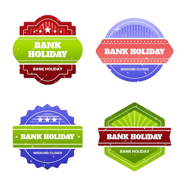 Free vector gradient bank holiday labels