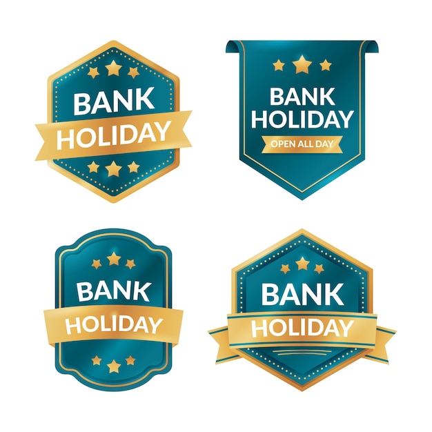 Free vector gradient bank holiday labels