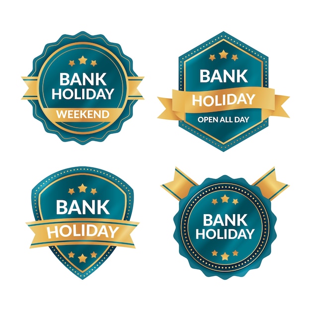 Free vector gradient bank holiday labels