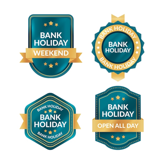 Free vector gradient bank holiday labels