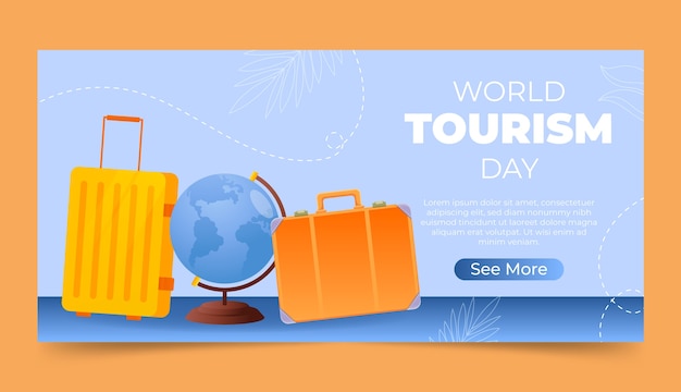 Free vector gradient banner template for world tourism day celebration