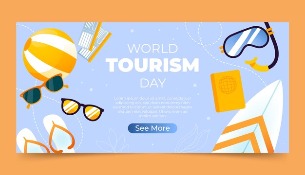 Gradient banner template for world tourism day celebration