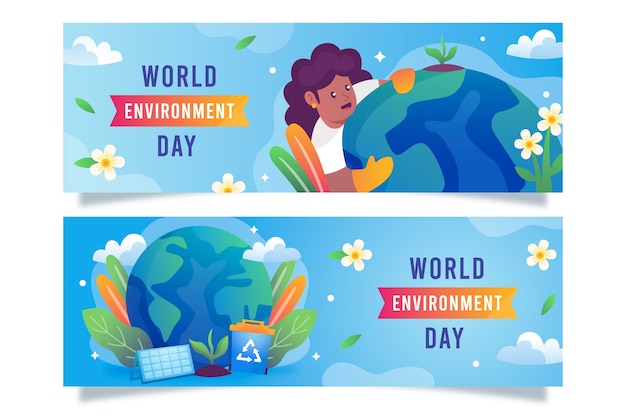 Free vector gradient banner world environment day