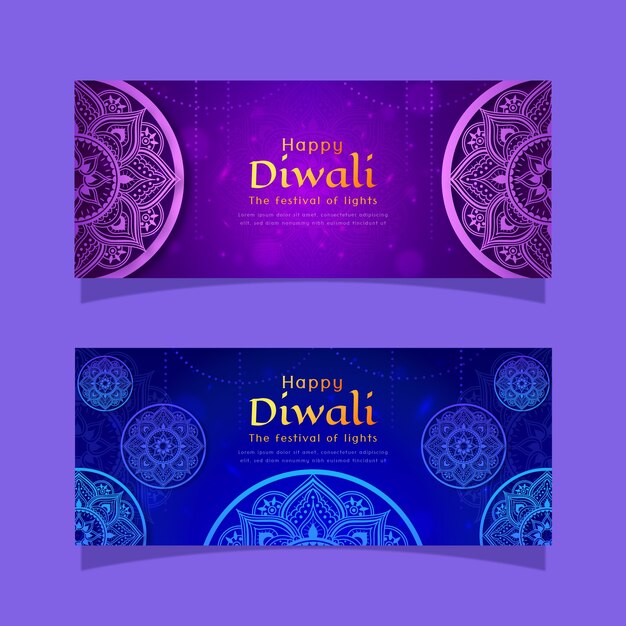 gradient banners set for diwali festival celebration