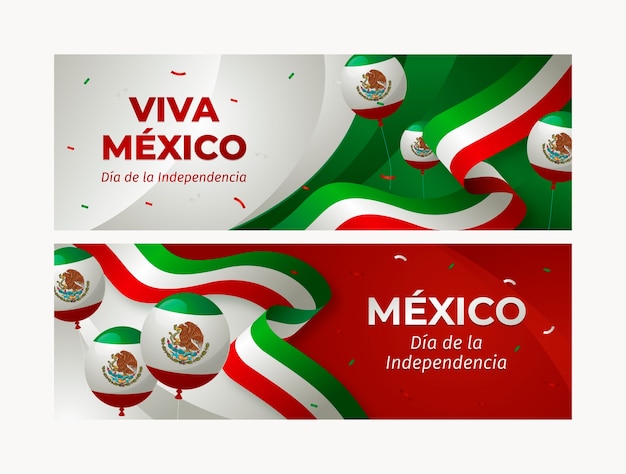 メキシコ独立のお祝いのために設定されたグラデーションバナー