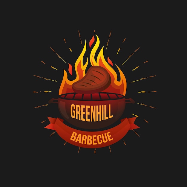 Vettore gratuito modello logo barbecue sfumato