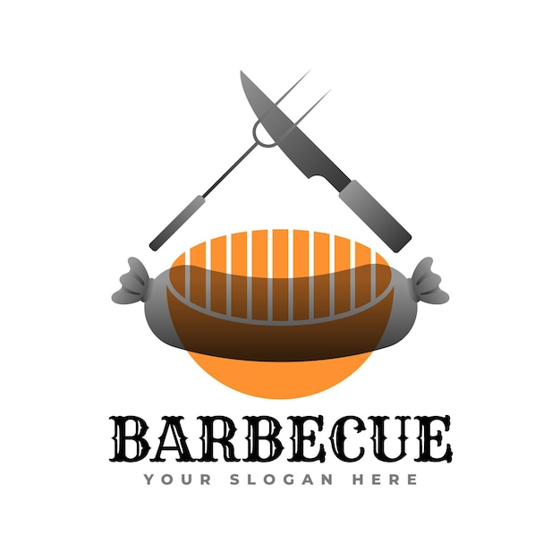 Vettore gratuito modello logo barbecue sfumato