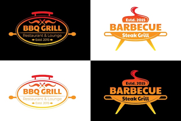 Vettore gratuito modello logo barbecue sfumato