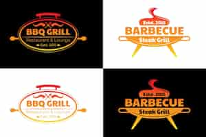 Vettore gratuito modello logo barbecue sfumato